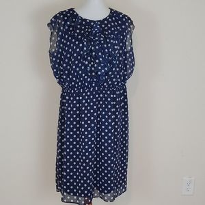 Soho Apparel LTD blue and white polka dot dress